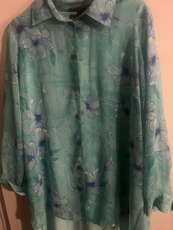 T-Shirt Dress with Sheer Aqua Long Sleeve Shirt - Picture 2 of 3